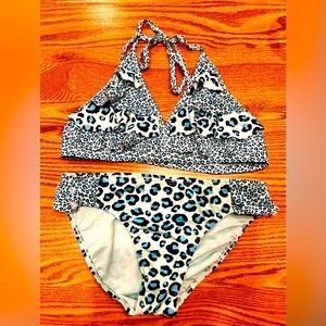 Girls Justice animal print bikini size 18 tiny spot as seen in picture
